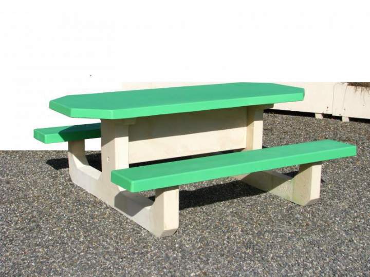 Table pique-nique PMR béton mixte blanc/vert